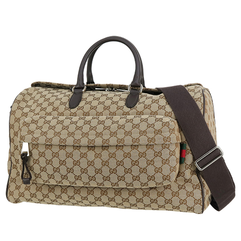 Gucci Boston Bag GG Duffle Canvas Beige Ebony